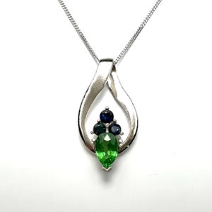 Certified Natural 0.7ct Natural Tsavorite Garnet 925 Sterling Silver, 9ct 14k 18k 375 585 750 white yellow rose Gold pendant necklace