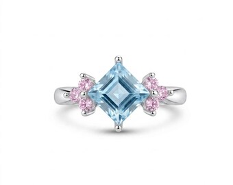 1.22cts Natural Blue topaz ring 925 Sterling silver, Gold, Platinum