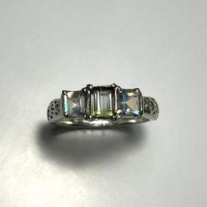 Certified Natural Green Tourmaline & moostone cut 925 Sterling Silver engagement ring