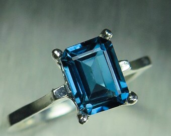 Natürliche Blautopas Massiv 925 Sterling Silber Groß Anhänger Halskette Kette 16-30 Zoll
