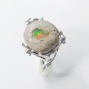 Certified Natural Mexican Matrix Fire Opal 925 silver 9ct 14k 18k 585 375 750 yellow white rose gold Platinum ring