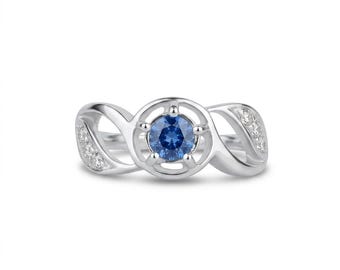 Certified Natural Cornflower Blue Sapphire 925 Silver, Gold, Platinum engagement ring