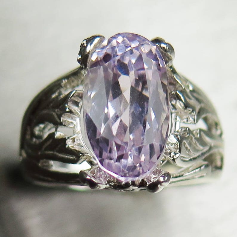 7.55ct Natural Light pink Kunzite 925 sterling Silver 9ct 14k 18k yellow white rose Gold Platinum Palladium engagement ring all size