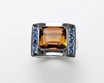 5.08cts Natural peach brown Imperial topaz ring Silver, Gold, Platinum