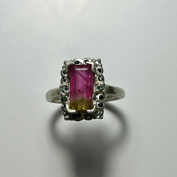 Natural watermelon tourmaline  925 Silver /9ct 14k 18k 585 750 yellow white rose red Gold Platinum east west unisex ring all sizes