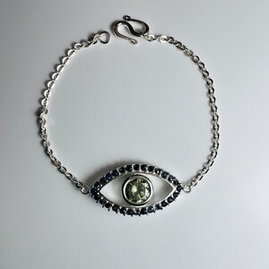 1.9ct Lab-Created Moissanite light blue green 925 Silver Gold 9ct 14k 18k 22k 375 585 750 yellow white rose, Platinum 950 evil eye bracelet