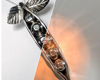 Natural Alexandrite colour change 925 sterling silver 9ct 14k 18k 375 585 750 white yellow rose Gold pea pod pendant necklace