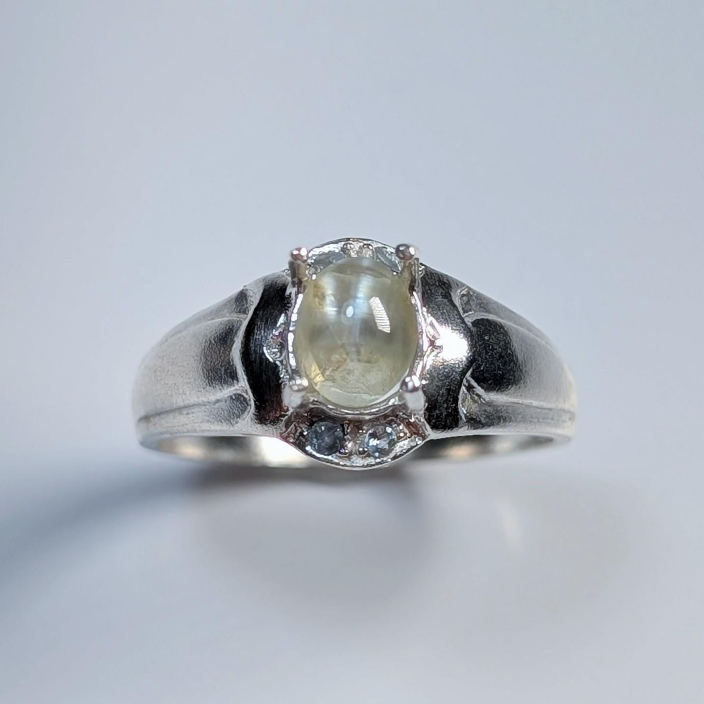 Certified Natural Cat's eye Chrysoberyl Sterling 925 Silver 9ct 14k 18k Yellow Red White Gold Platinum engagement ring