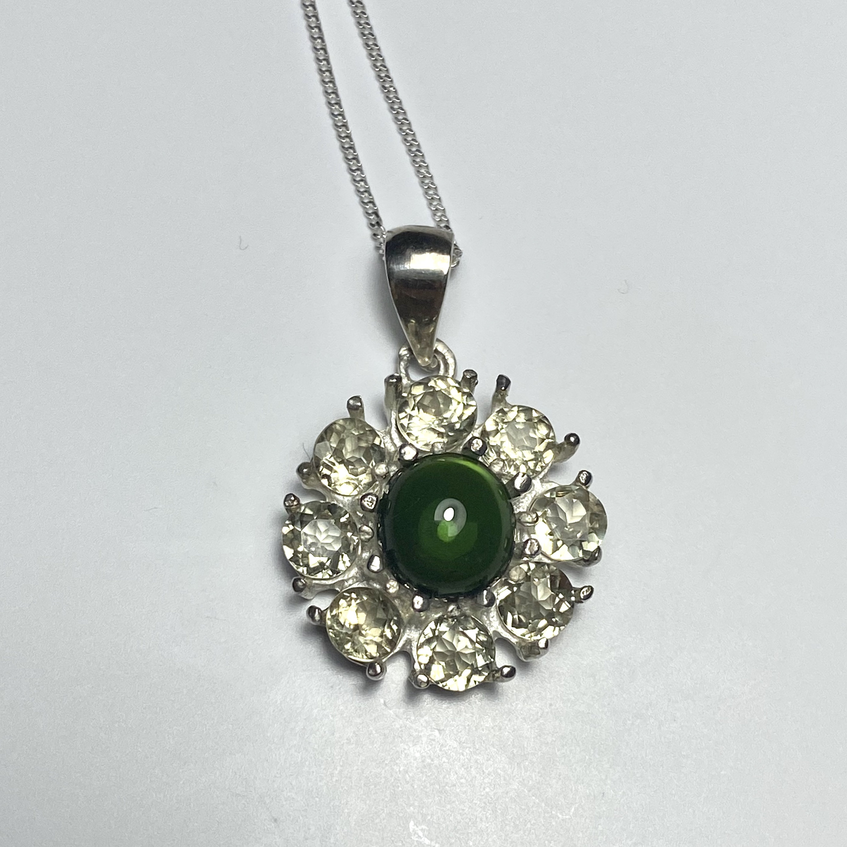 認定済み 2.1 カラット 天然グリーン トルマリン & ダイアスポア 925