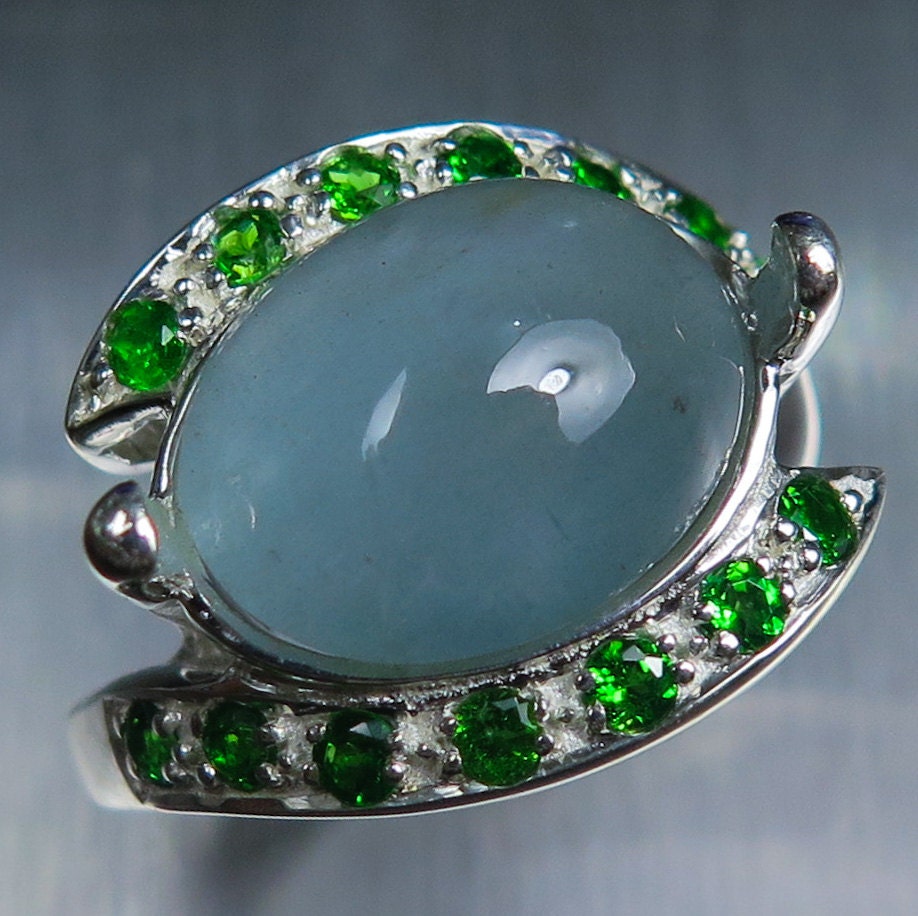 Certified 6.55cts Natural Cat's eye blue Aquamarine Sterling 925 Silver / 9ct 14k 18k 375 585 750 yellow white rose Gold /Platinum ring s