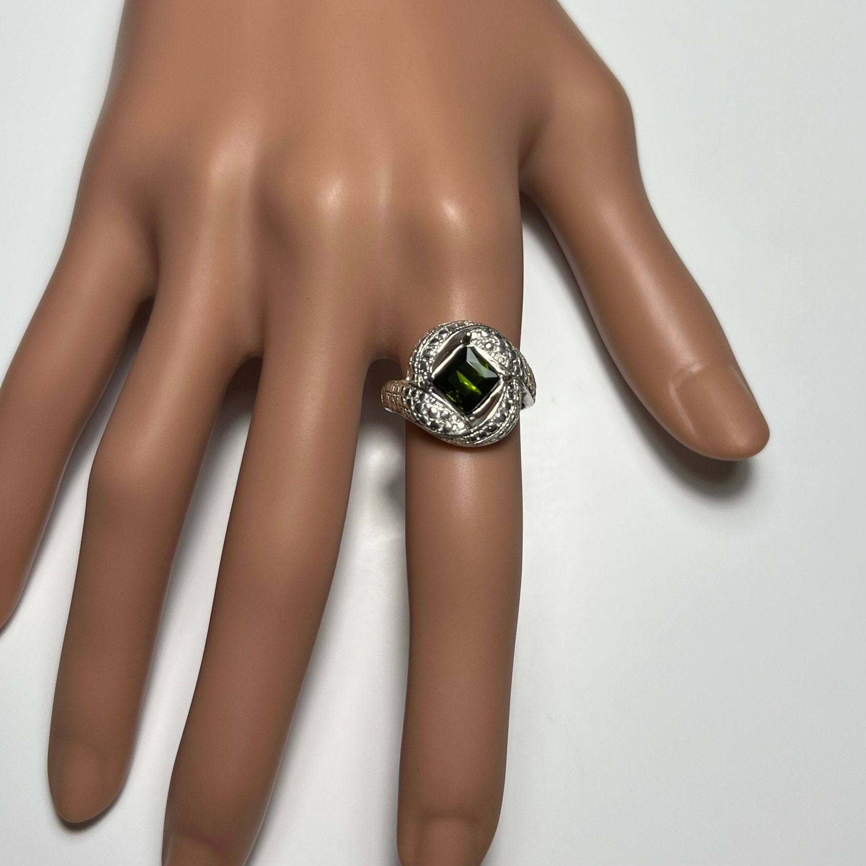 認定 1.5 カラット 天然グリーン トルマリン 925 シルバー 9ct