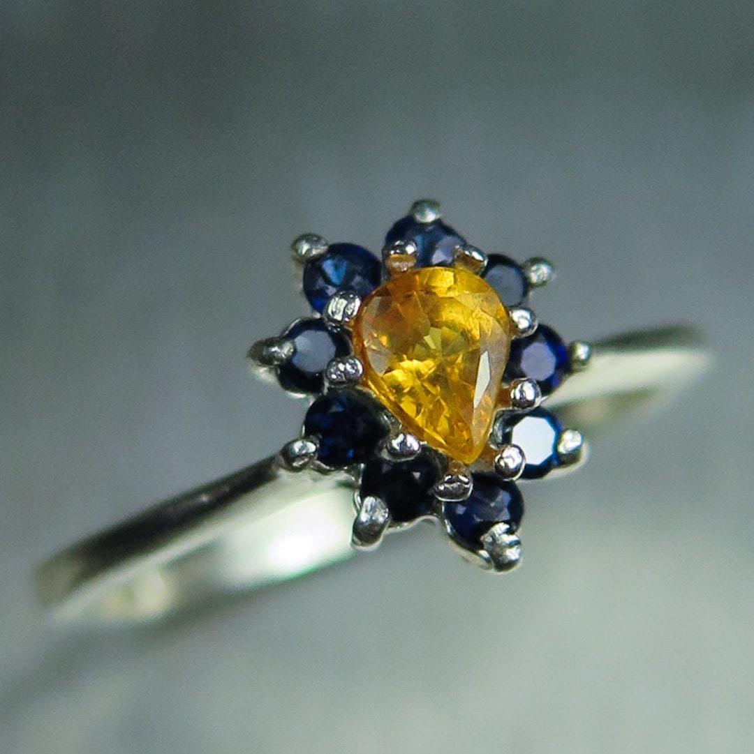 Certified Natural Saffron Orange Yellow Sapphire 925 Sterling Silver
