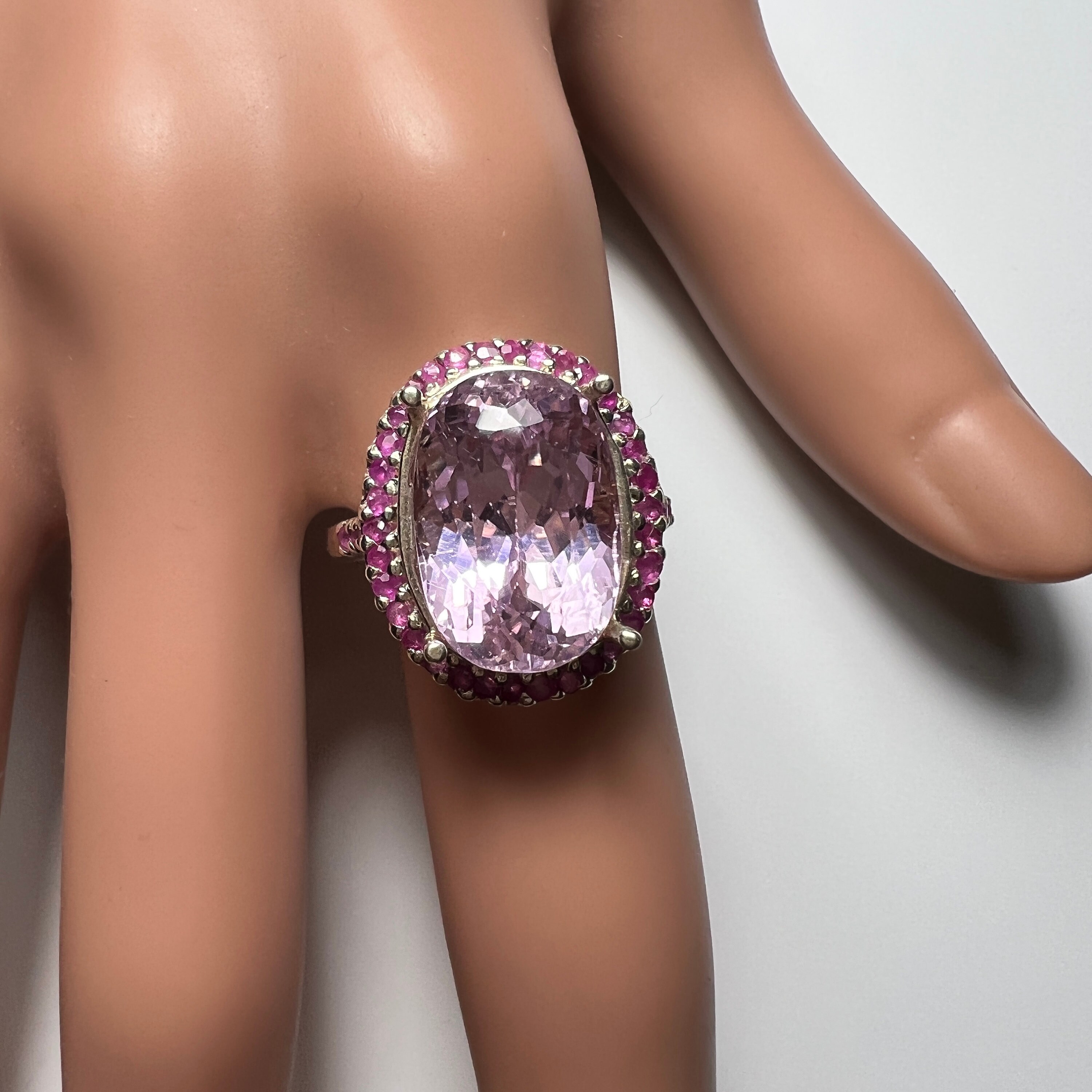 Certified 7.85ct Natural Light Pink Kunzite Sterling 925 Silver