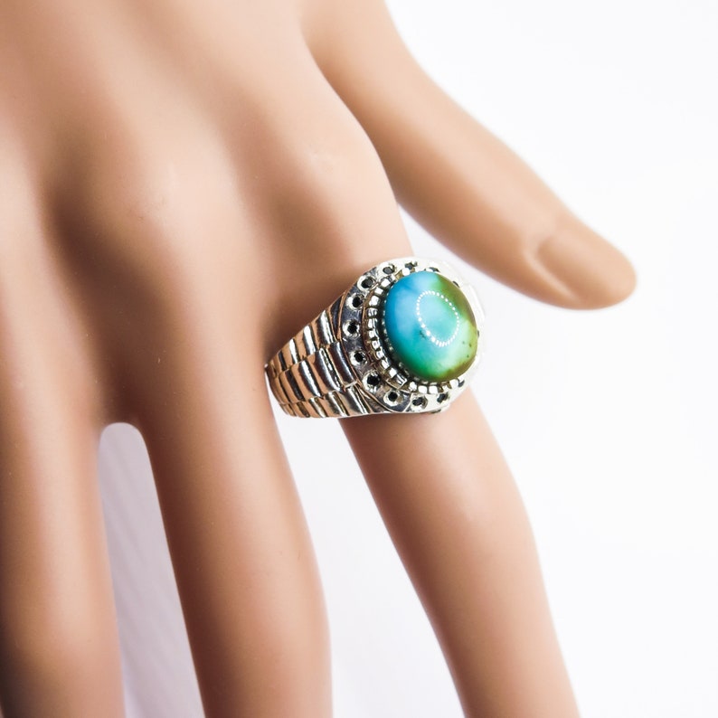 3.9ct Natural Turquoise sleeping beauty /& Sapphire 925 Sterling Silver man/'s men/'s unisex ring all size