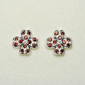 Natural Mandarin garnet Spessartite 925 silver 14k 18k 585 750 yellow white rose gold Platinum stud earrings lucky clover st patricks day