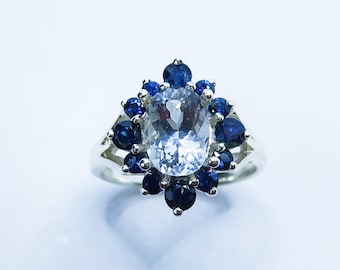 Certified 2ct Natural blue Aquamarine 925 Silver 9ct 14k 18k yellow white rose Gold Platinum Palladium engagement ring