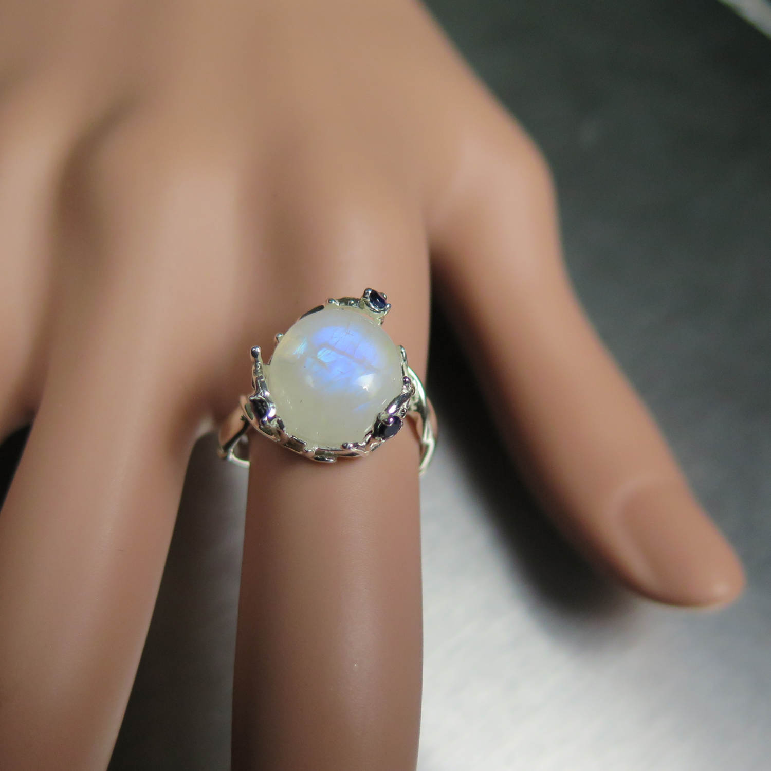 Sterling Silver Goddess Freya Pendant Rainbow Moonstone
