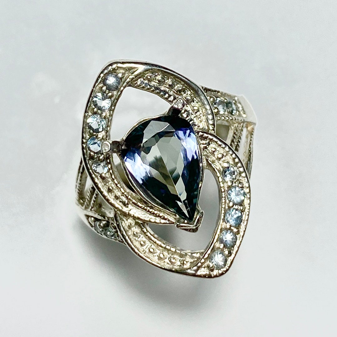 認定済み 2カラット 天然ブルータンザナイト 925 シルバー / 9カラット