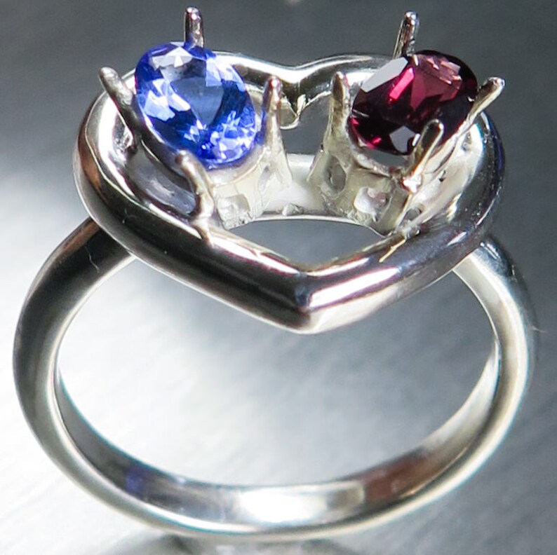 Natural Tanzanite /& Garnet 925 sterling Silver 9ct 14k 18k 22k yellow white rose Gold Platinum Palladium engagement heart ring all size