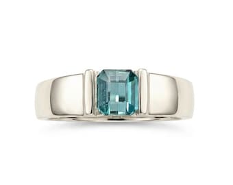 Certified 0.84ct Natural Indicolite Tourmaline, blue lagoon ring, 925 Sterling Silver, Gold, Platinum