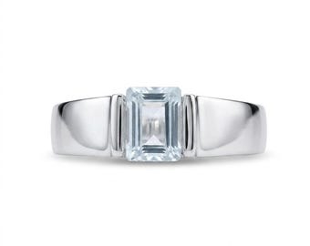 0.9ts Natural Aquamarine light blue 925 Silver 9ct 14k 18k 375 585 750 yellow white rose Gold Platinum ring