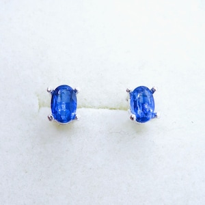 Certified 1.35ct Natural Blue Kyanite 925 sterling silver | 9ct 14k 18k 75 585 750 Gold | Platinum | Palladium unisex stud studs earrings