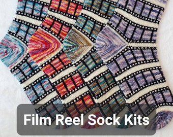 Film Reel Sock Kits - Hand Dyed Sock Yarn - Indie Dyed Yarn - Superwash Merino / Nylon Sock Yarn