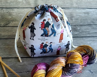 The World Is An Imperfect Place -- Project Bag -- Drawstring Knitting Bag -- Yarn Bag -- Crochet Bag