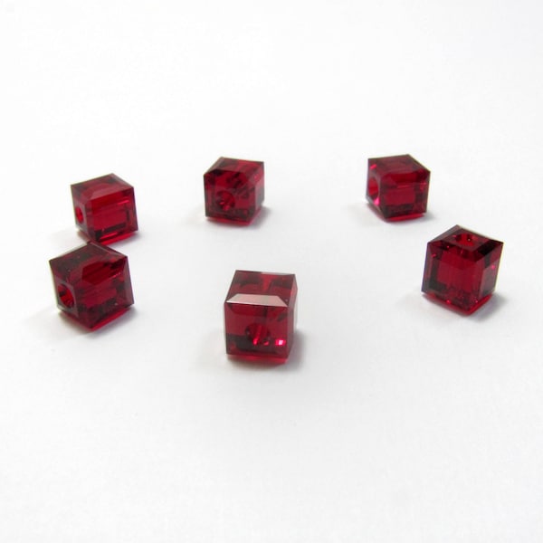 6mm Siam Swarovski Crystal Cube Beads, Swarovski Crystals, Swarovski #5601, Siam Cube Beads, Swarovski Cube Beads, 6mm Cube Beads