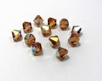 8mm Light Colorado Topaz AB Swarovski Bicone Beads, Swarovski Crystal, Swarovski #5328, Article #5328, Light Colorado Topaz AB Bicone Beads