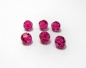 8mm Fuchsia Swarovski Crystal Round Beads, Swarovski Crystals, Fuchsia Crystal Round Beads, Swarovski #5000, Article #5000, Fuchsia Beads