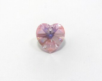 Swarovski #6228 Light Amethyst Shimmer Xilion Heart Pendant, Swarovski Crystals, Article #6228, Xilion Heart Pendant, Amethyst Heart, 14mm