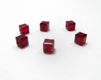 6mm Siam Swarovski Crystal Cube Beads, Swarovski Crystals, Swarovski #5601, Siam Cube Beads, Swarovski Cube Beads, 6mm Cube Beads