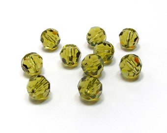 8mm Khaki Swarovski Crystal Round Beads, Swarovski Crystals, Khaki Crystal Round Beads, Swarovski #5000, Article #5000, Khaki Beads