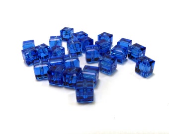 4MM Sapphire Swarovski Cube Beads, Swarovski #5601, Sapphire Cube Beads, 4mm Sapphire Cube Beads, Swarovski Crystals, Swarovski Cube Beads