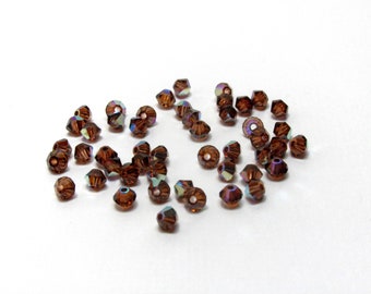 Smoked Topaz AB Swarovski Crystal Bicone Beads, Swarovski #5328, Smoked Topaz AB Bicone Beads, Article #5328, Swarovski Crystals, 3mm Bicone