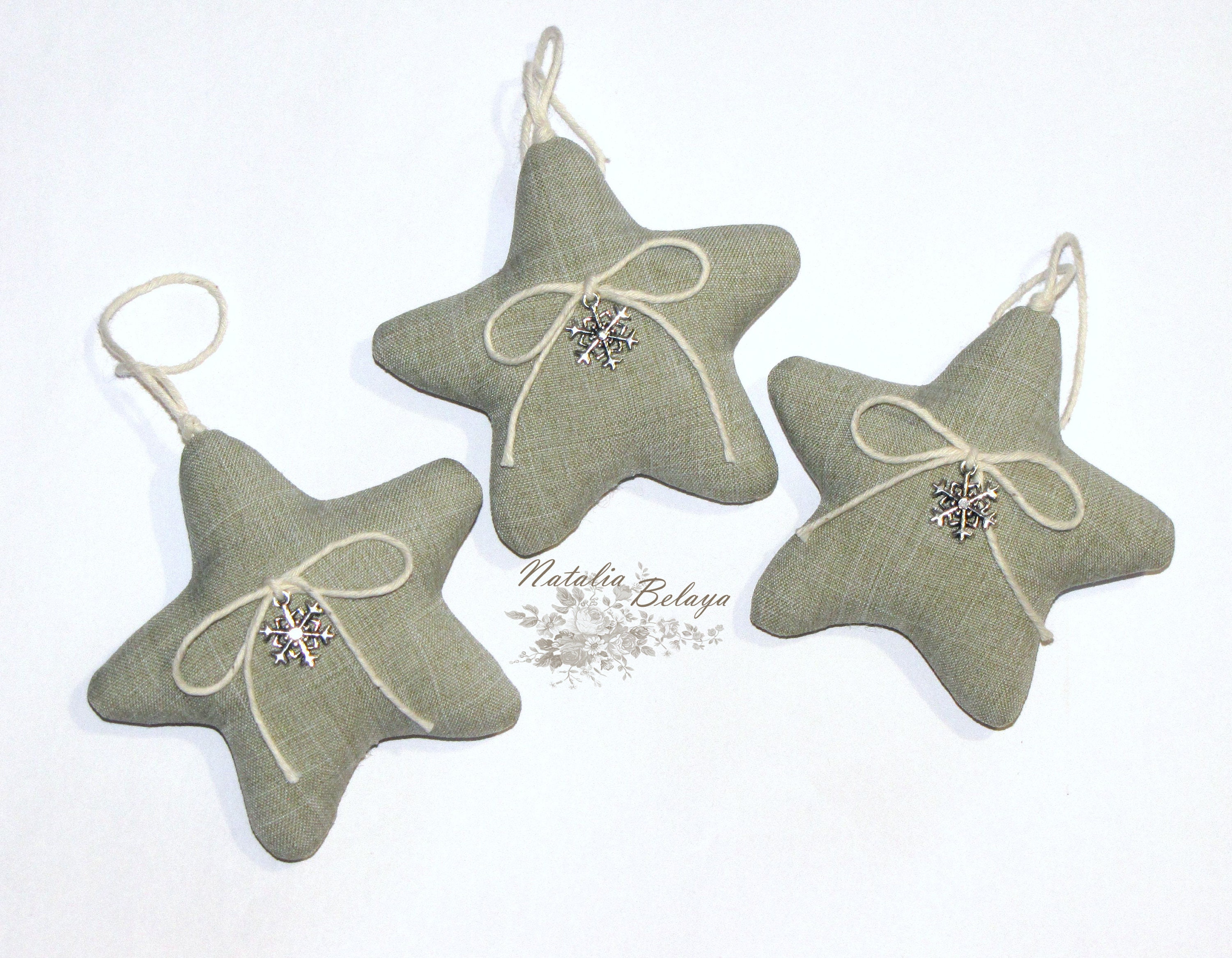 Stars Ornaments Set Handmade Stuffed Ornament Christmas Tree Etsy