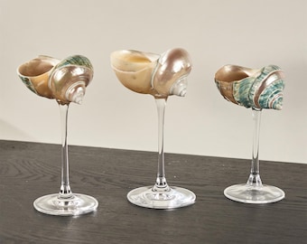 Customized Conch Glass Cup, Beach Wedding Decoration, Handmade Seashell Martini Glasses, Bridesmaid Gift, Party Goblets, Anniversary Gift
