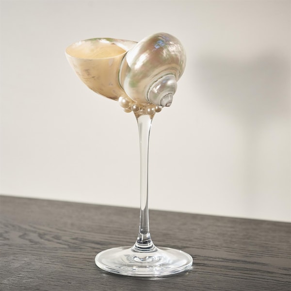 Handmade Conch Shell Martini Glass, Natural Seashell Wine Goblet, Beach Wedding Gift