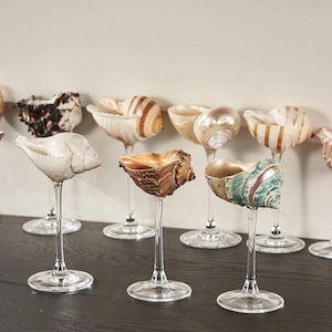 Natural Conch Shell Wine Glass,Beach Wedding Bridesmaid Gifts,Handmade Shell Martini Glasses,Goblet Cocktail Glass Cup,Martini Glasses, Gift