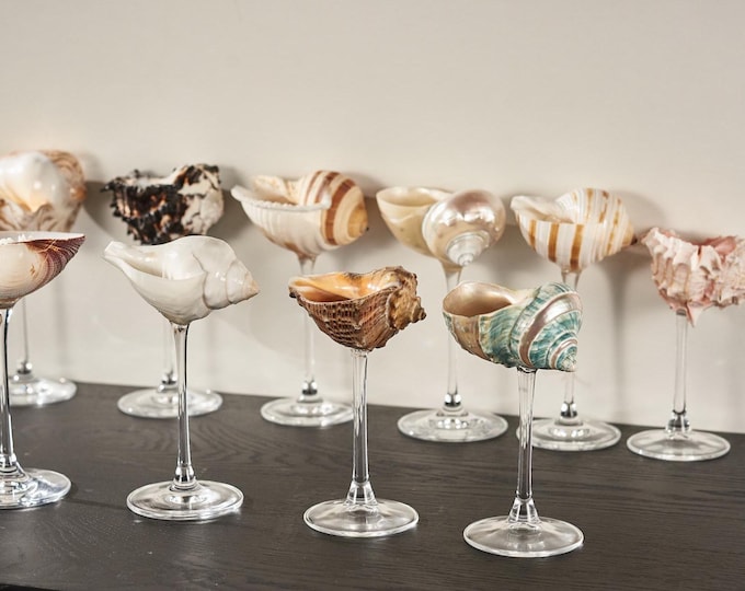 Handmade Natural Conch Shell Martini Glass, Beach Wedding Decor