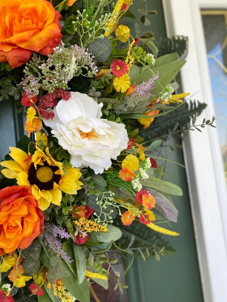 Handmade Artificial Flowers Front Door Wreath Eucalyptus - Etsy