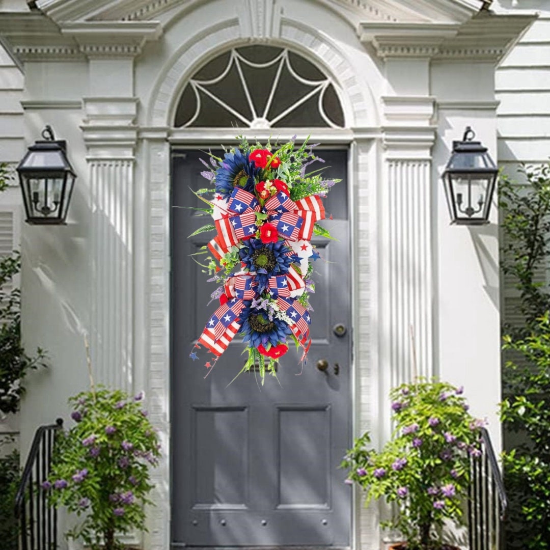 21.65in Wreath Patriotic Wreath for Front Door American Flag Theme ...
