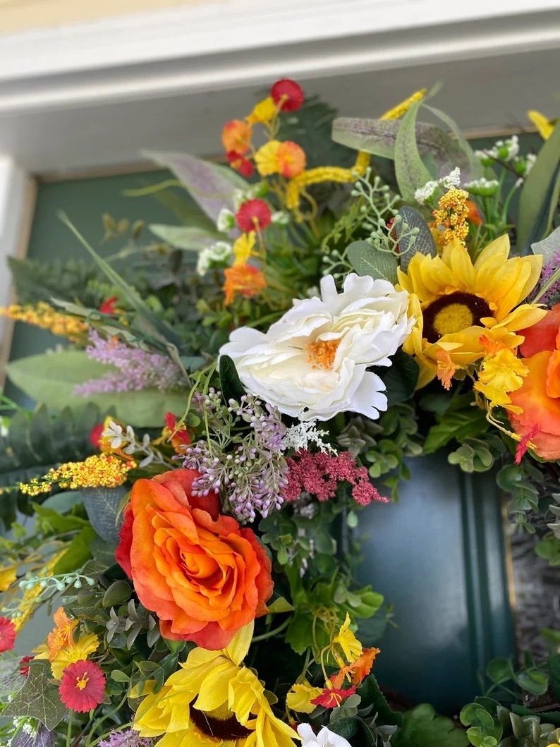 Handmade Artificial Flowers Front Door Wreath Eucalyptus Etsy