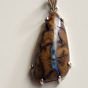 Opal Boulder Pendant Australian  Sterling Silver One Of Kind