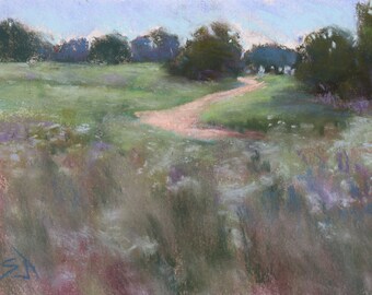 Original Pastel Painting / Landscape Road Painting / 9" x 5.75" / Susan Jenkins