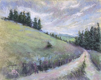 Pastel Painting / Road Landscape / 10" x 8"/ Susan Jenkins