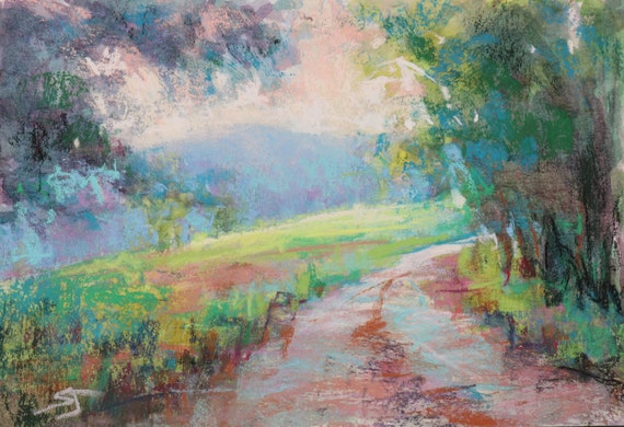 Original Pastel Painting / long Way Home / 10 X 7 