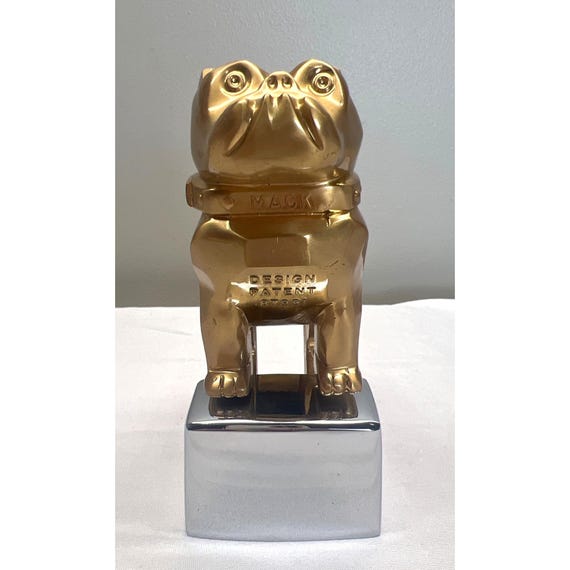 Vintage Mack Truck Hood Ornament Gold Bulldog Silver Base 87931