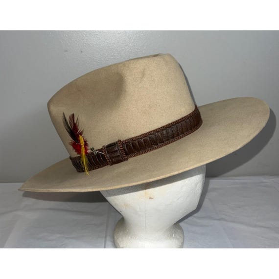 Vintage Stetson Hat 3X Beaver Tan Cowboy Western Brimmed